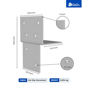 Pergola Extension Bracket T-Piece, Post Connector, Open Style - detail view 4