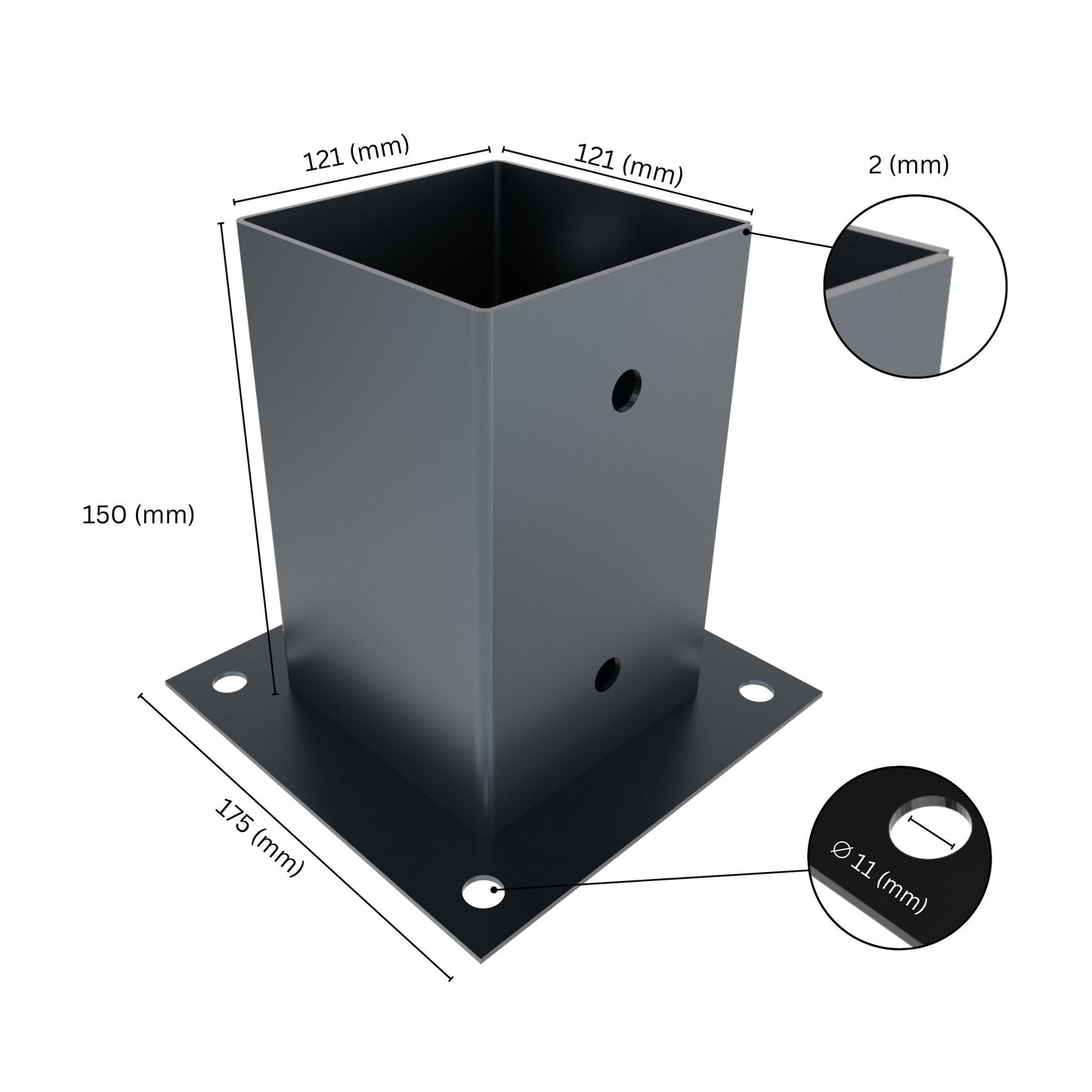 Square bolt down post support base