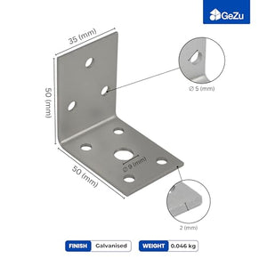 Angle bracket perforated corner, pack of 50 - size chart 1