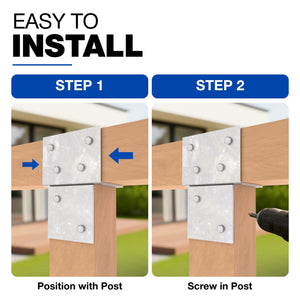 Pergola extension bracket T-piece, open style post connector - detail view 12
