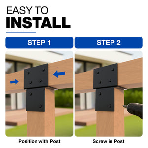 Pergola extension bracket T-piece, open style post connector - detail view 23