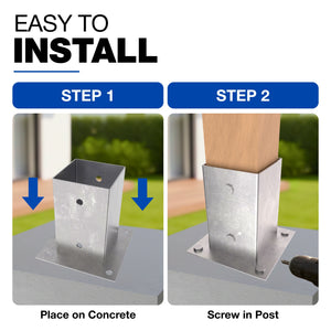 Square bolt down post support base, galvanised post shoe - detail view 30