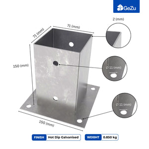 Square bolt down post support base - detail view 16