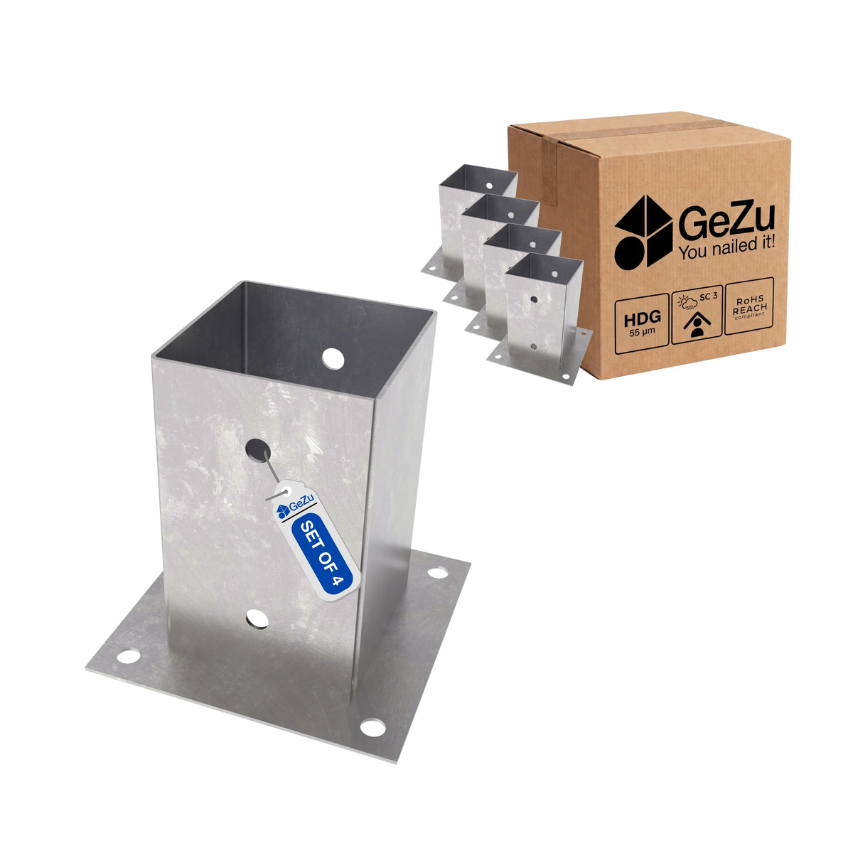 Square Bolt Down Post Support Base, Post Shoe Bundle