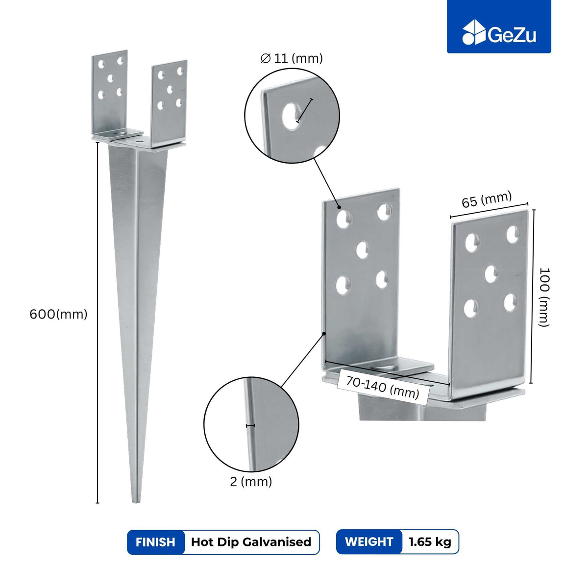 Adjustable Width Post Spike - detail view 1