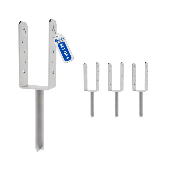 Concrete In U Shape Post Holder With Pin | Post Support Bundle