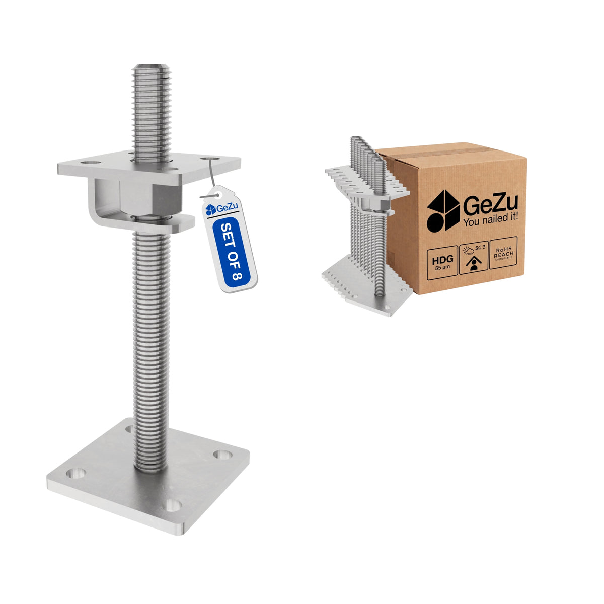 Suporte de Poste Regulável em Altura para Aparafusar | Base Ajustável Bundle