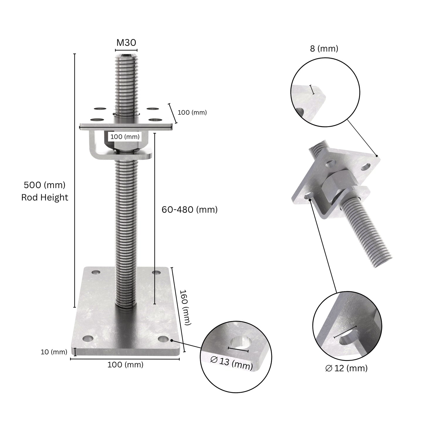 Adjustable post support with hook