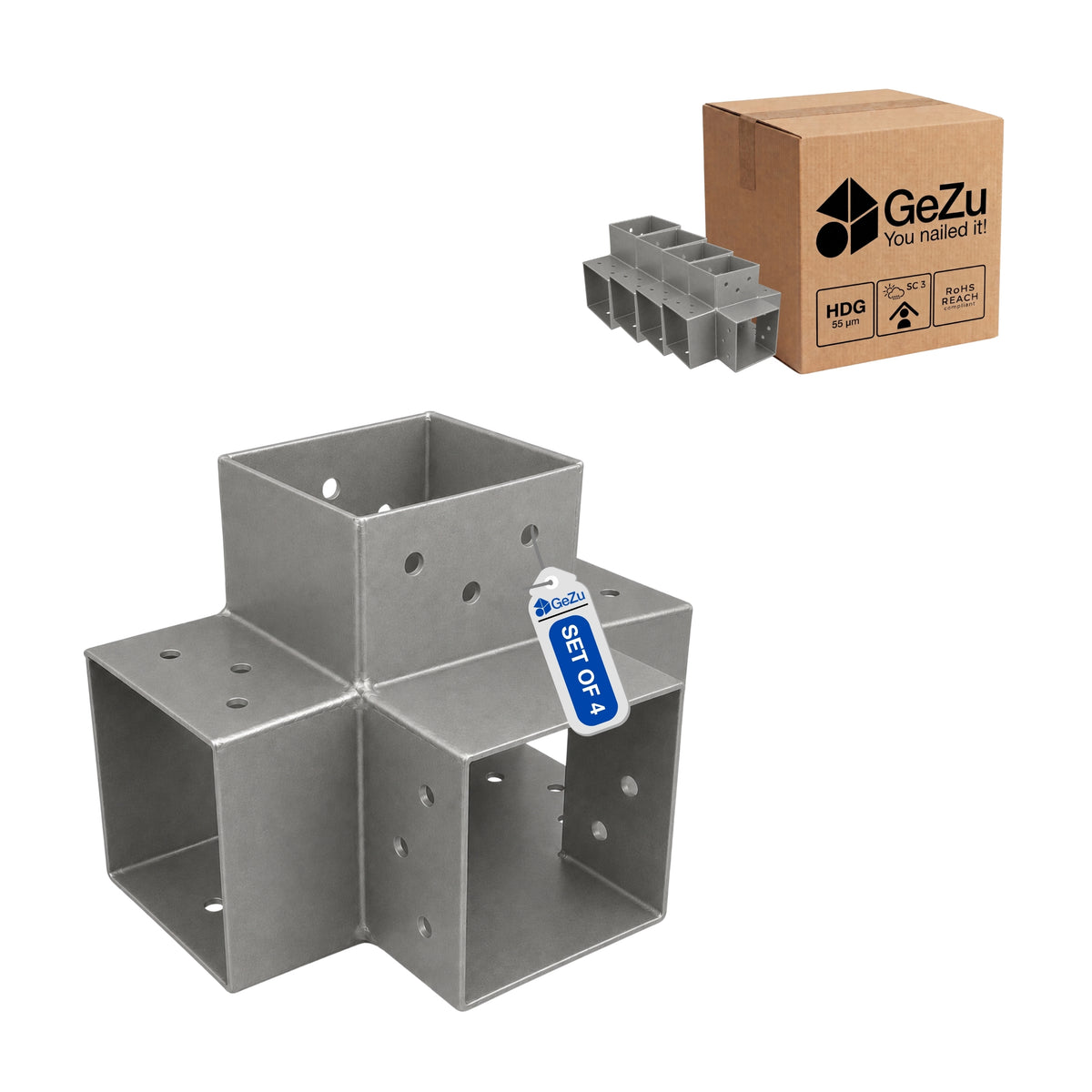 4-Way Post Connector X Shape, Pergola Corner Bracket Bundle