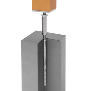 Wooden post attached to concrete foundation using concrete in post support.