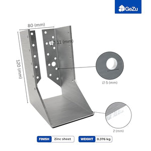 Joist hanger beam shoe type B, internal flange - detail view