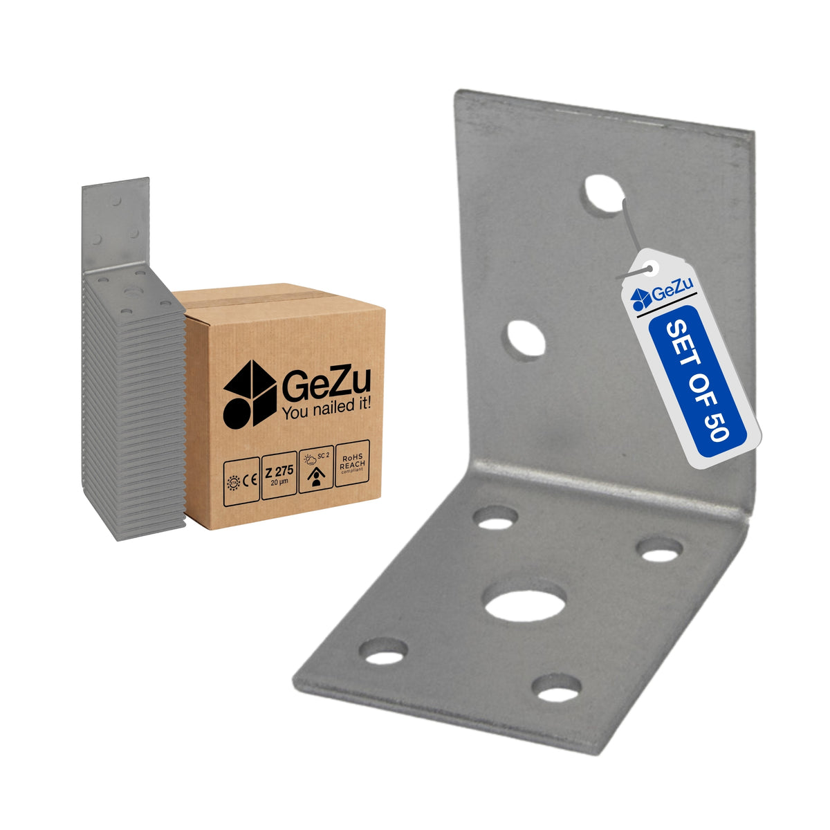 Perforated angle bracket - 50 x 50 x 35 x 2.5 mm - Gezu Impex