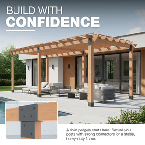 Pergola extension bracket T-piece, open style post connector - detail view 19