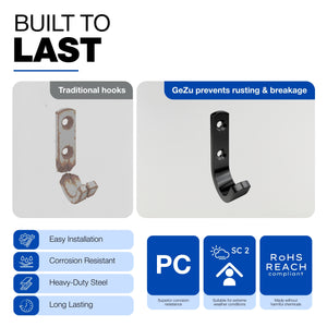 Coat hook, J hook - size chart 3