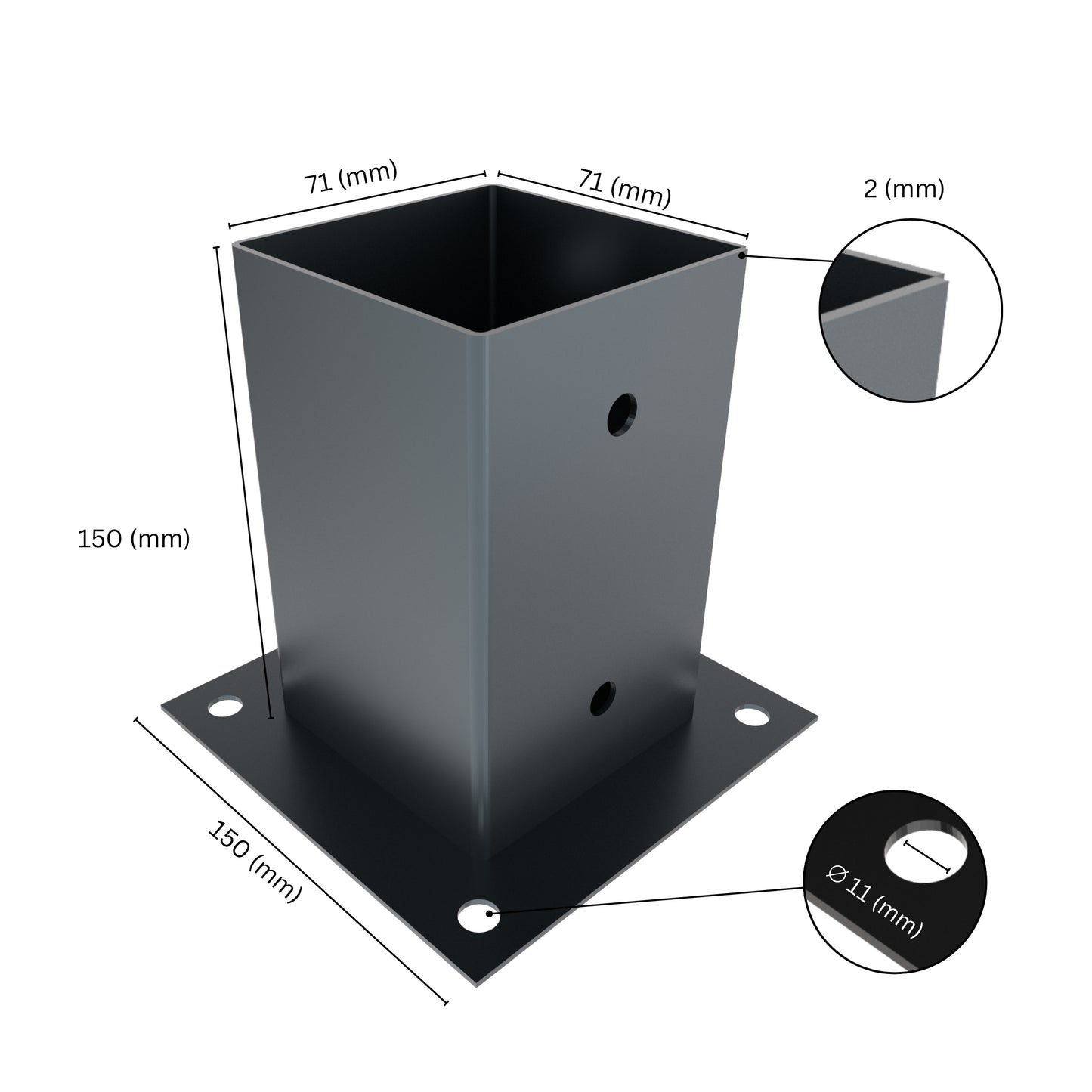 Square bolt down post support base