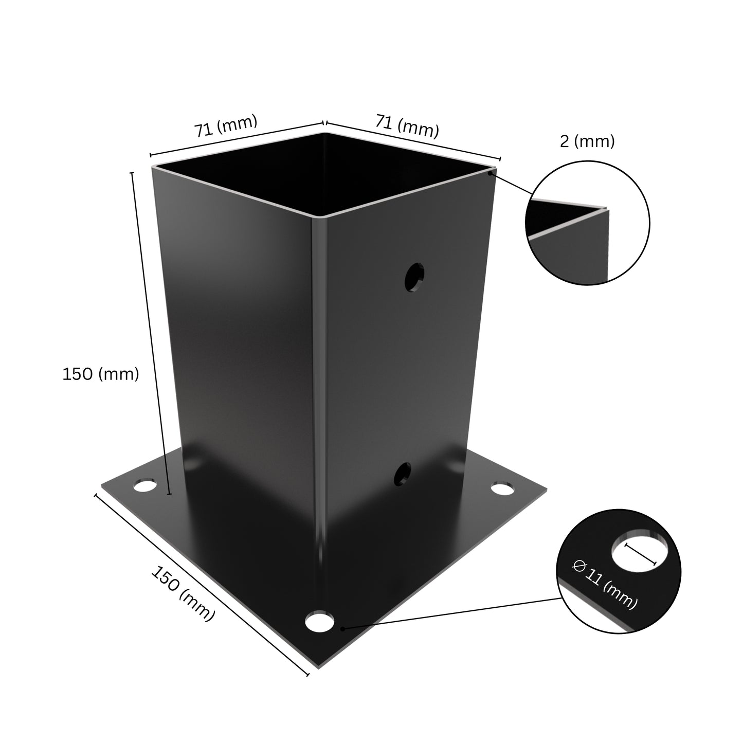 Square bolt down post support base