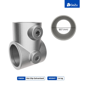 Short tee tube clamp, silver finish