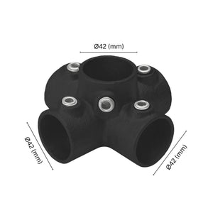 4-way cross tube clamp fitting 42 mm with labeled dimension.