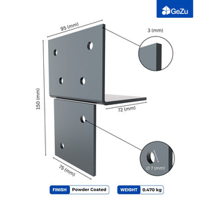 Pergola extension bracket T-piece, open style post connector - detail view 6