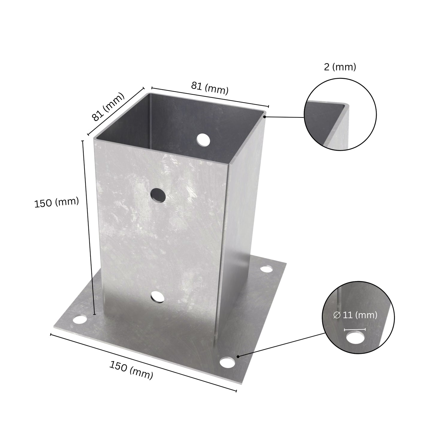 Square bolt down post support base