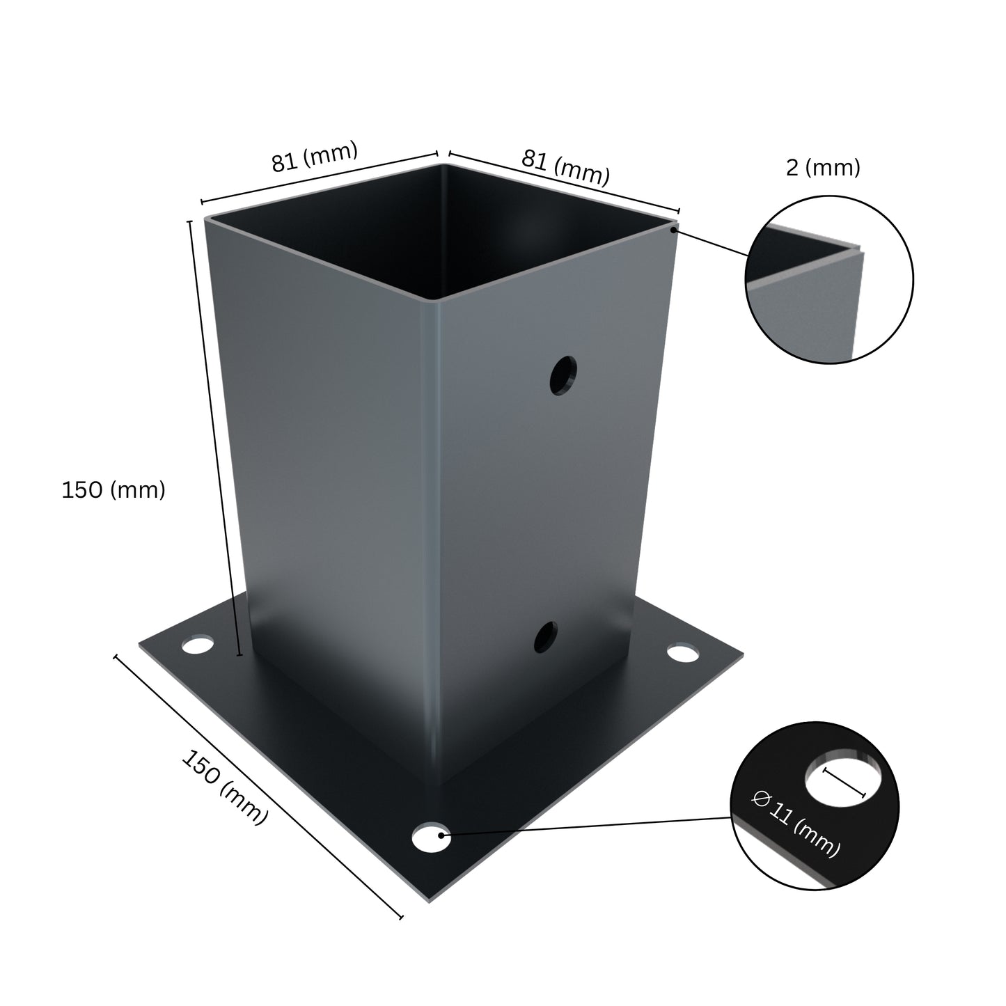 Square bolt down post support base
