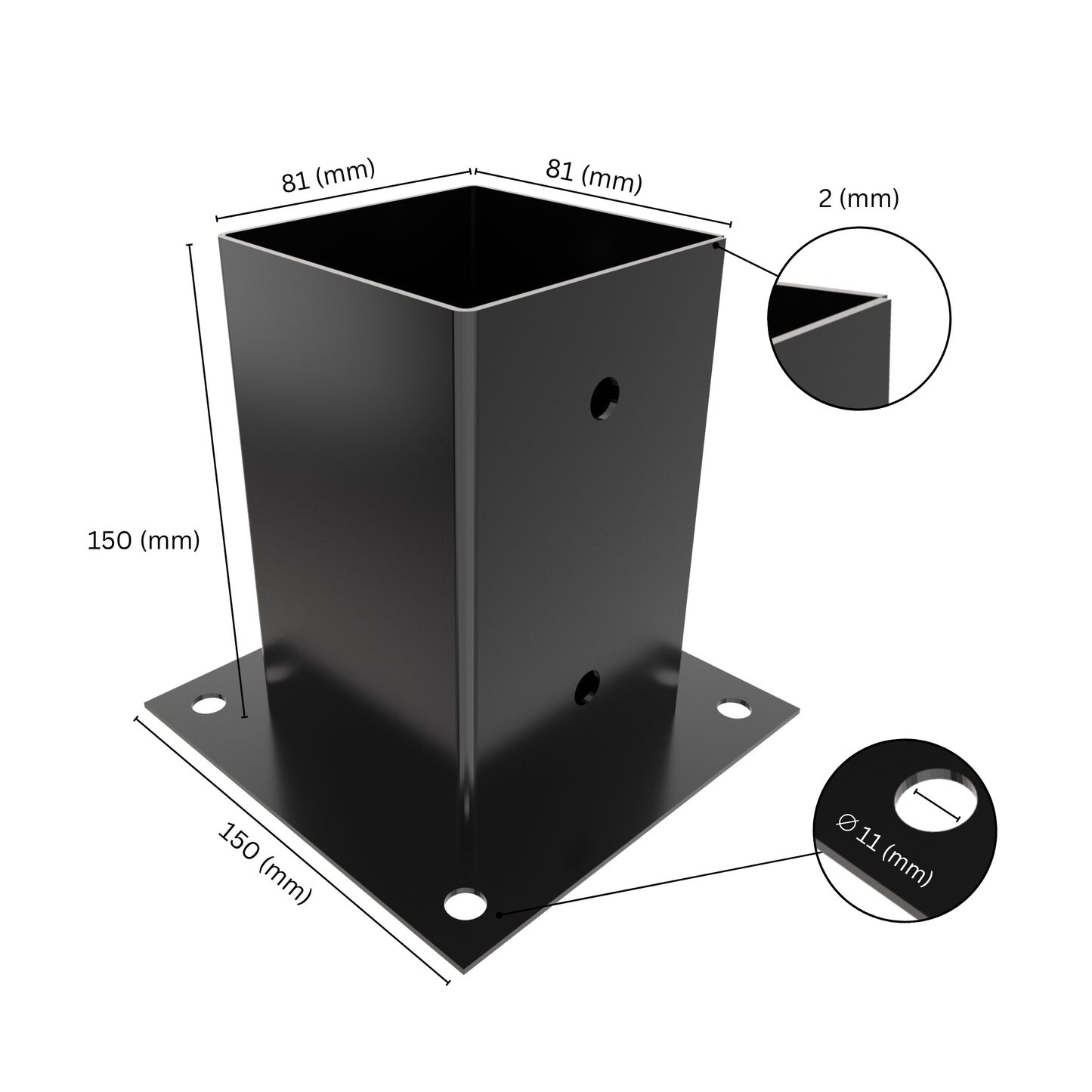 Square bolt down post support base