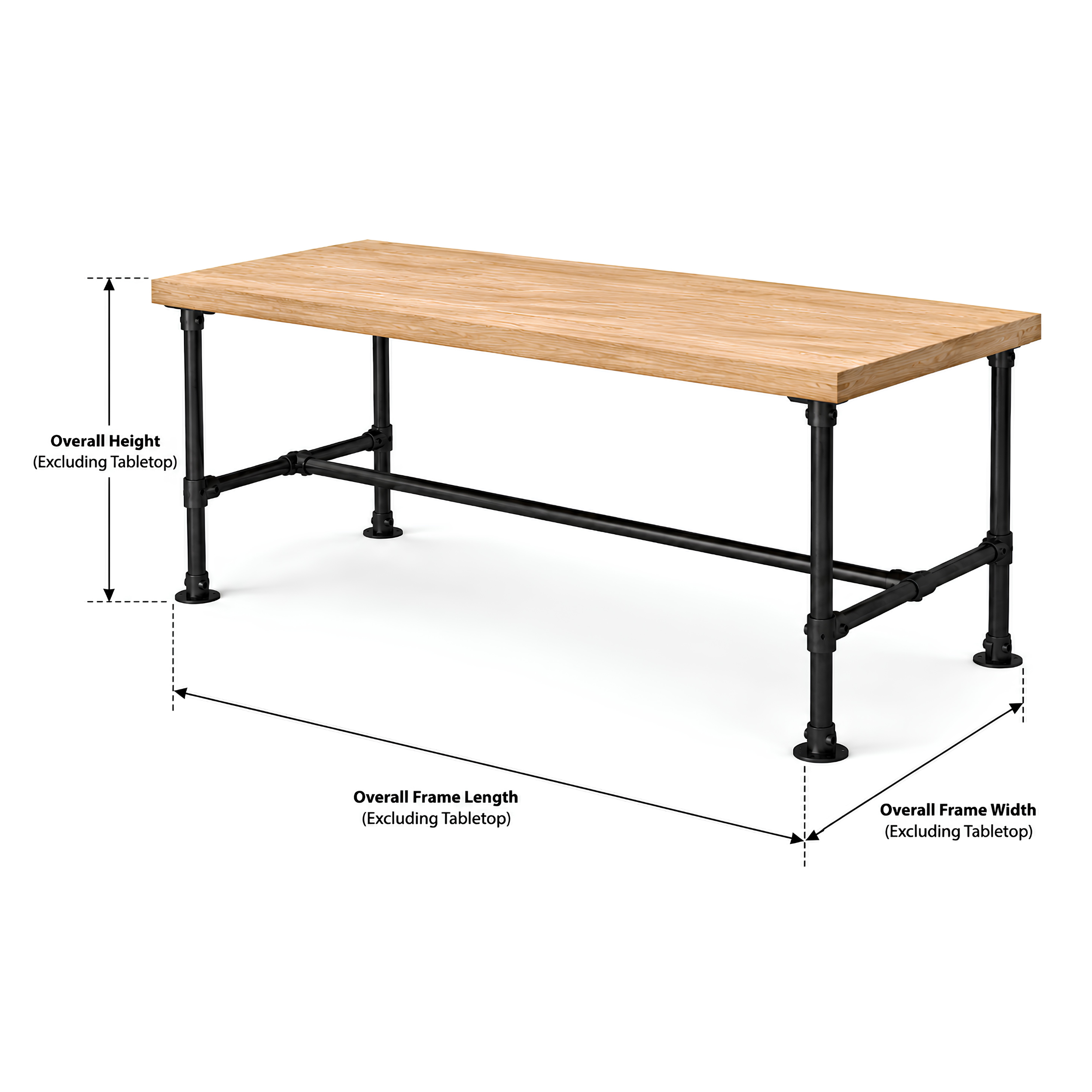 Kit de estructura de mesa – acero con recubrimiento en polvo negro Ø42 mm.