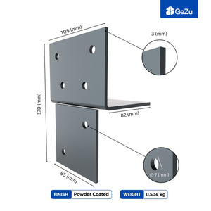 Pergola extension bracket T-piece, open style post connector - detail view 7
