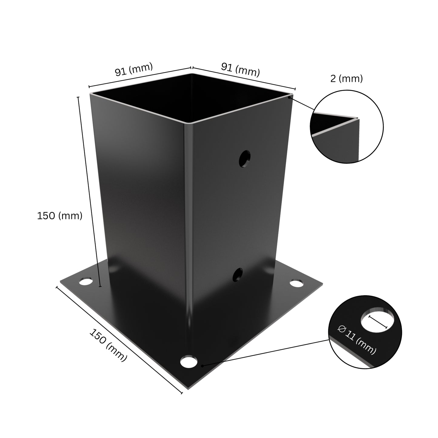 Square bolt down post support base
