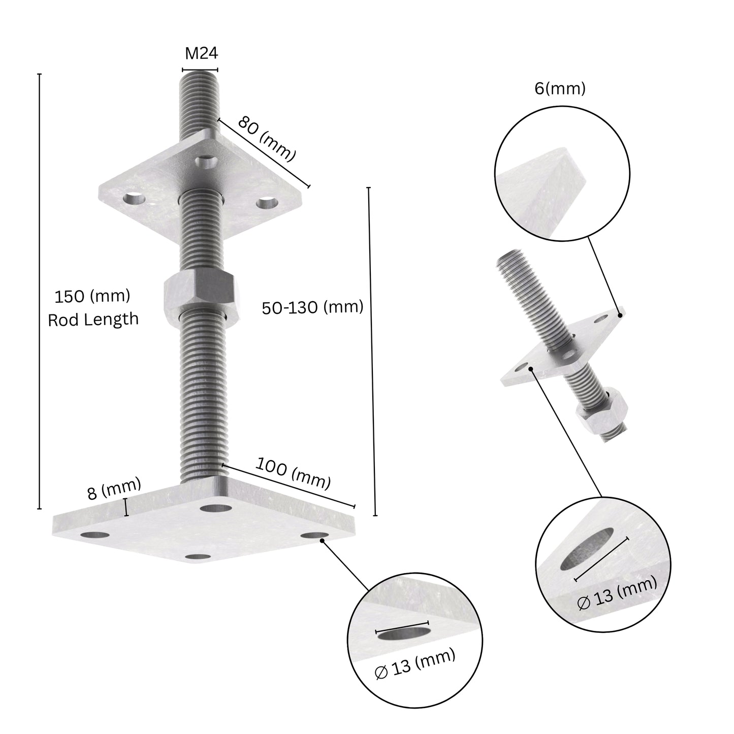 Height Adjustable Bolt Down Post Support | Adjustable Post Base