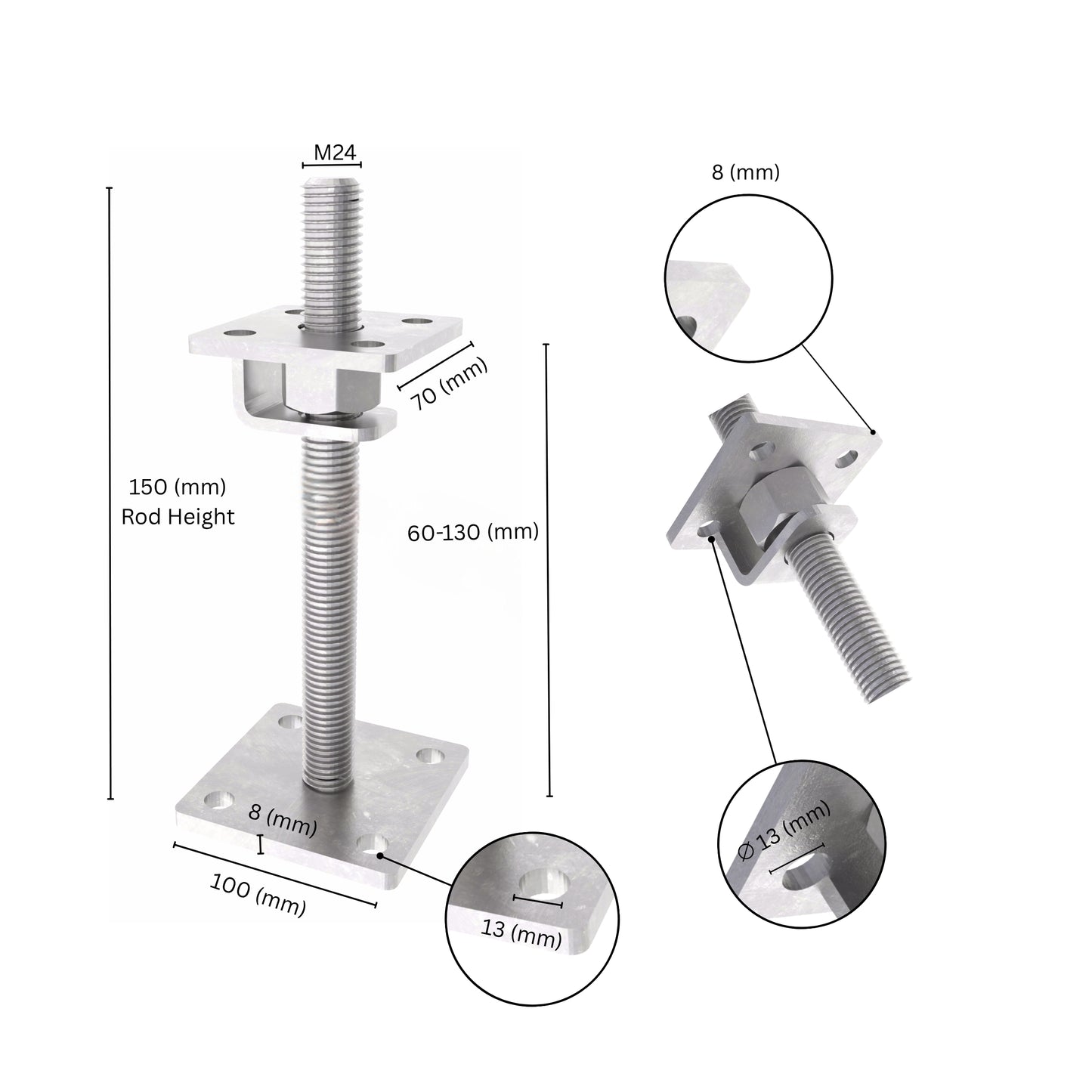 Adjustable post support with hook
