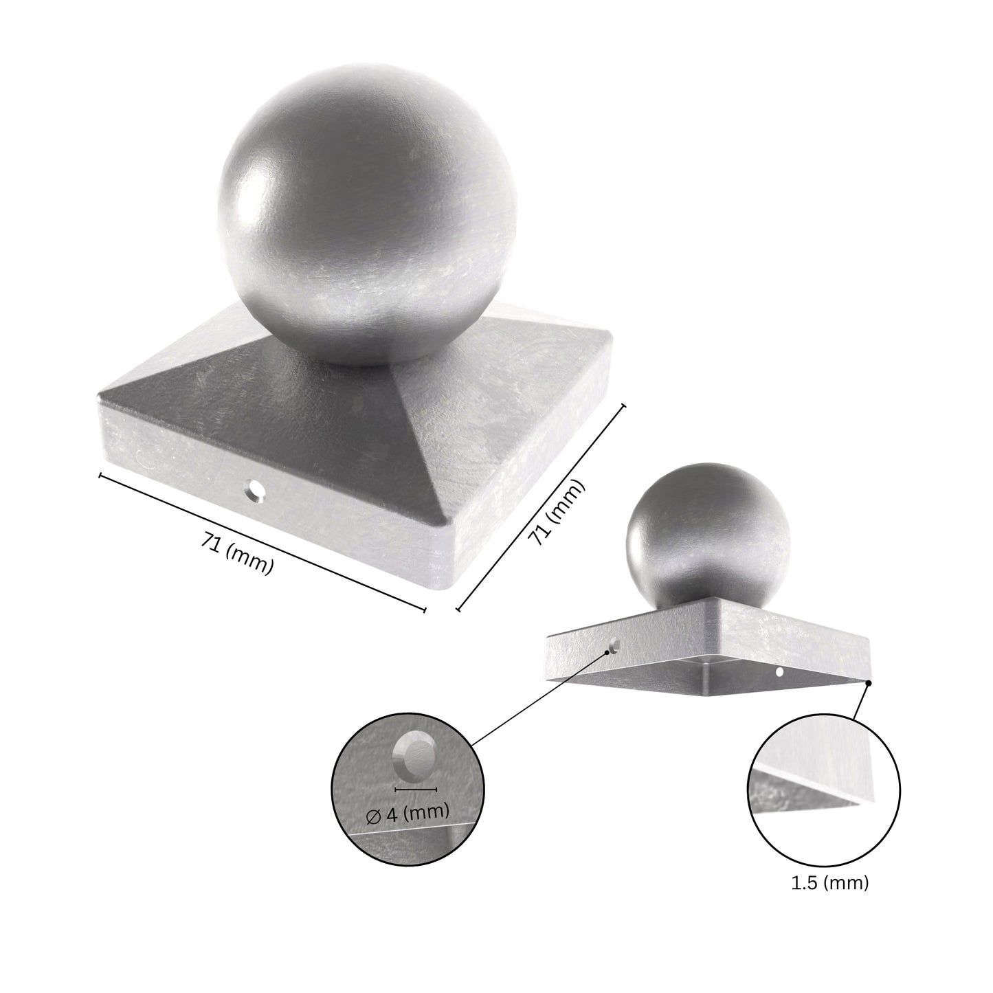 Square post cap ball