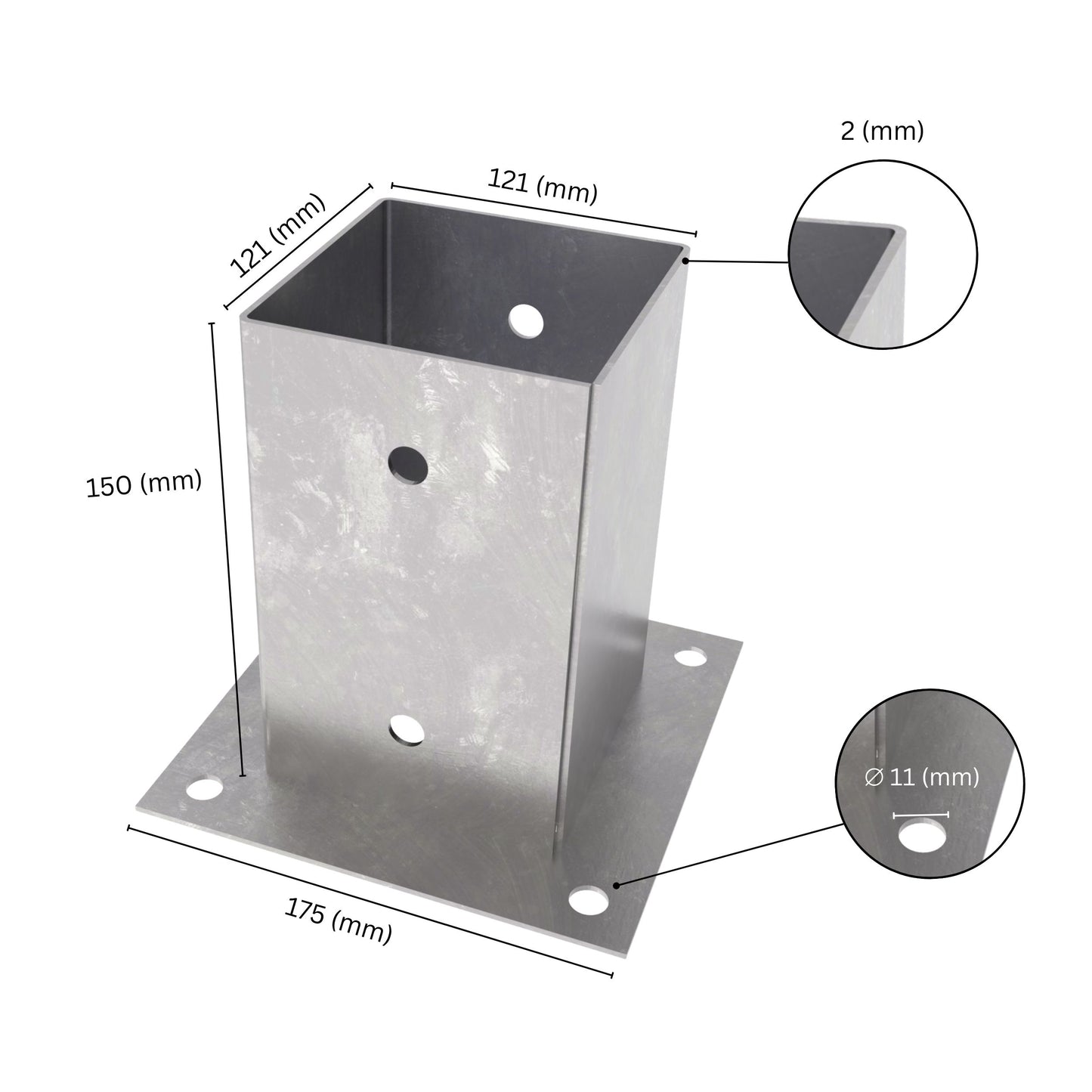Square bolt down post support base