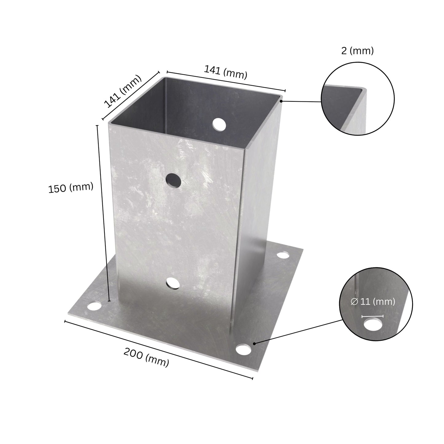 Square bolt down post support base