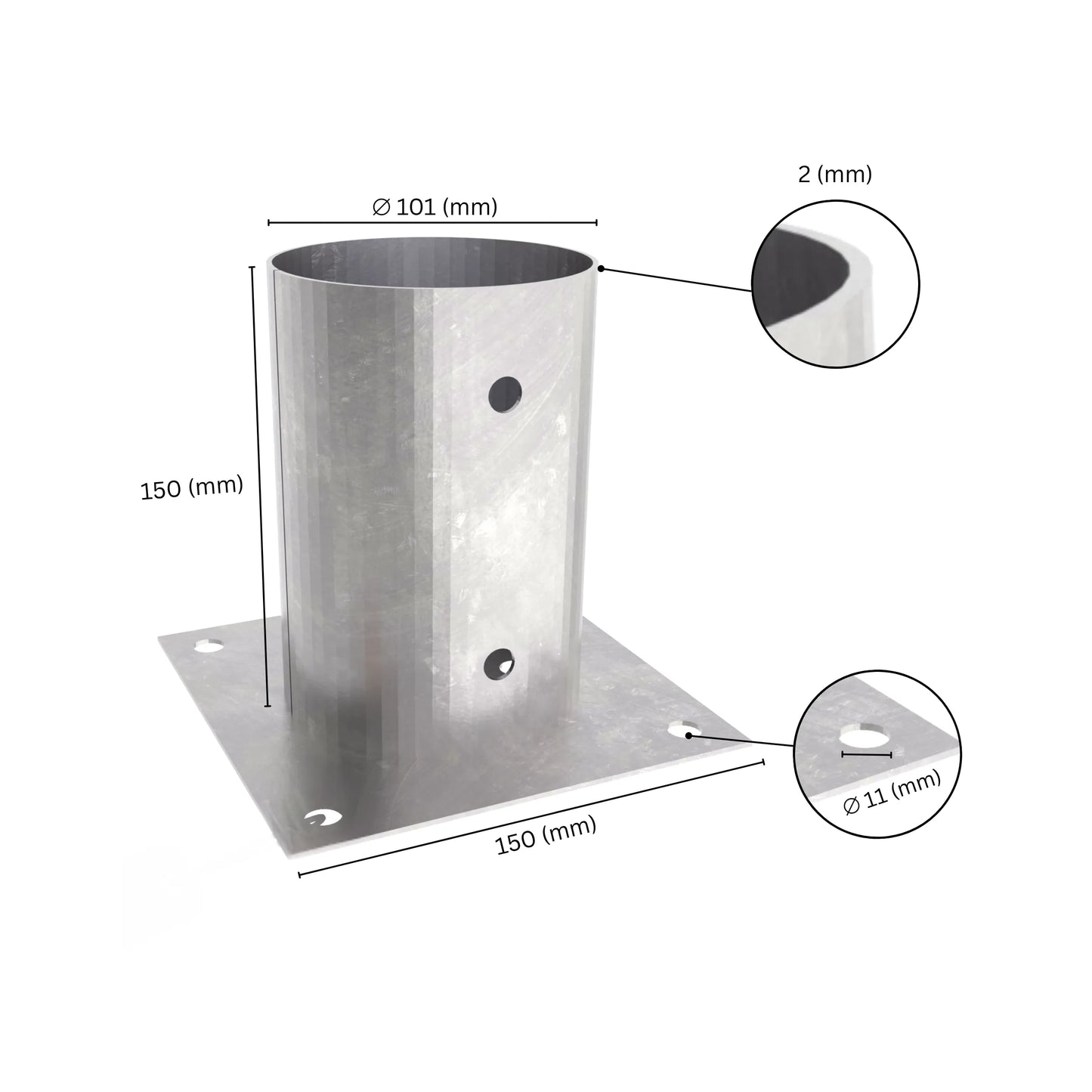 Round bolt down post support base