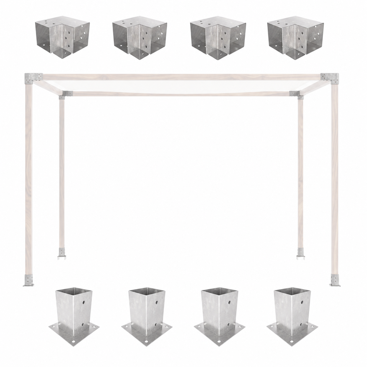 Heavy-Duty 91x91mm Pergola Kit – Garden & Patio Outdoor Structure Frame with Steel Brackets