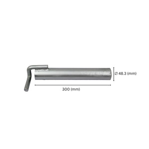Scaffold wall tie anchor tube showing labeled size and dimensions.