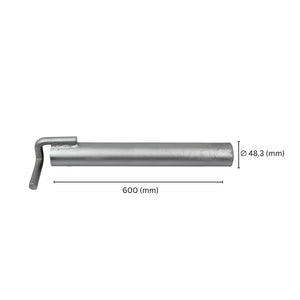 Scaffold wall tie anchor tube showing labeled size and dimensions.