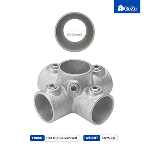 4 way cross tube clamp, silver finish