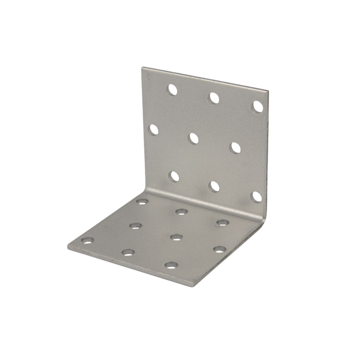 Perforated right angle brackets fixed into the corners of a raised garden bed frame