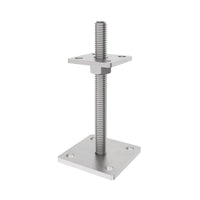 Bolt-down height adjustable post support for DIY construction hardware