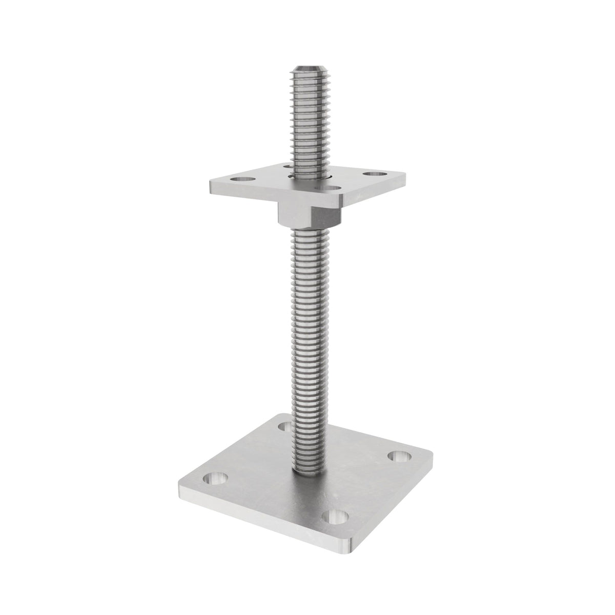 Bolt-down height adjustable post support for DIY construction hardware