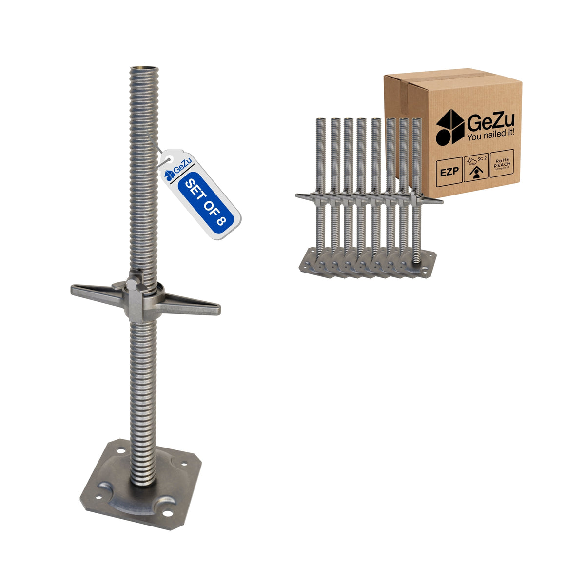 Säädettävä Kierrejalka Siipiruuvilla 38x500 mm | Telinepohjaspindeli Bundle