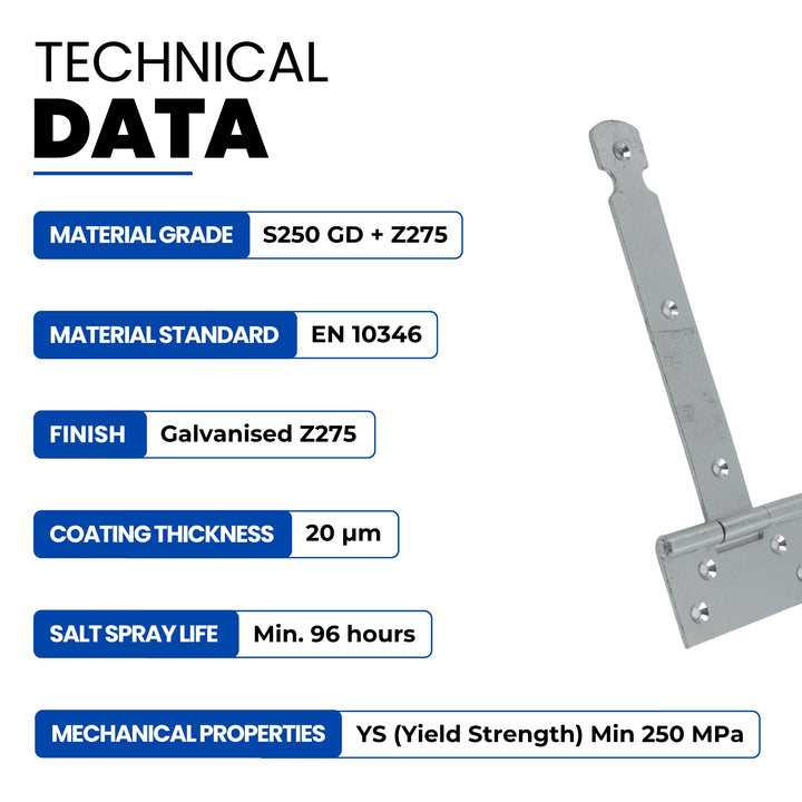 Dobradiça em T Reforçada | T-Hinge para Portão e Porta