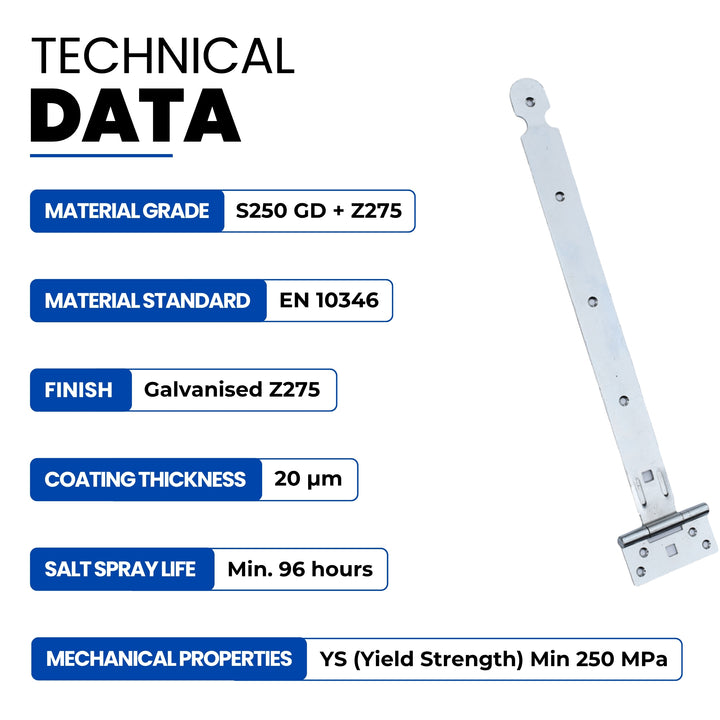 Dobradiça em T Reforçada | T-Hinge para Portão e Porta
