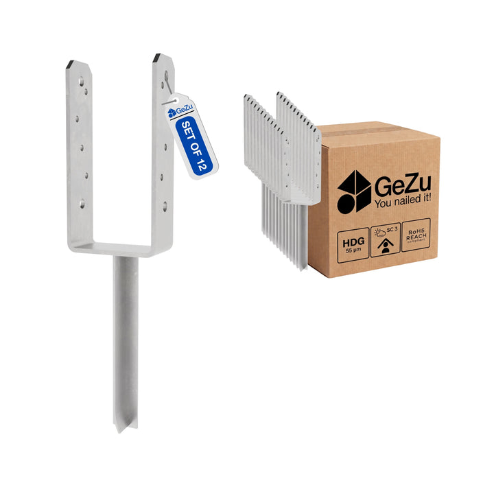 Suporte de Poste em U com Pino em T para Chumbar | Base para Vedação Bundle