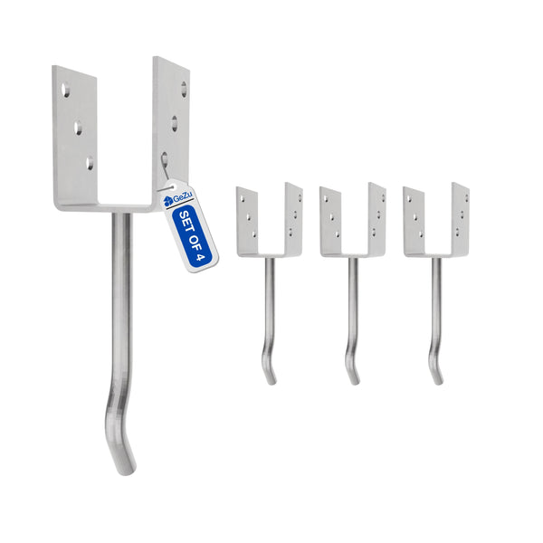 Concrete-in U-shaped post holder with bent rod, multipack