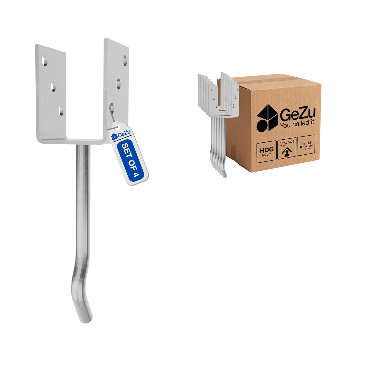 Concrete In U Shaped Post Holder With Bent Rod Bundle