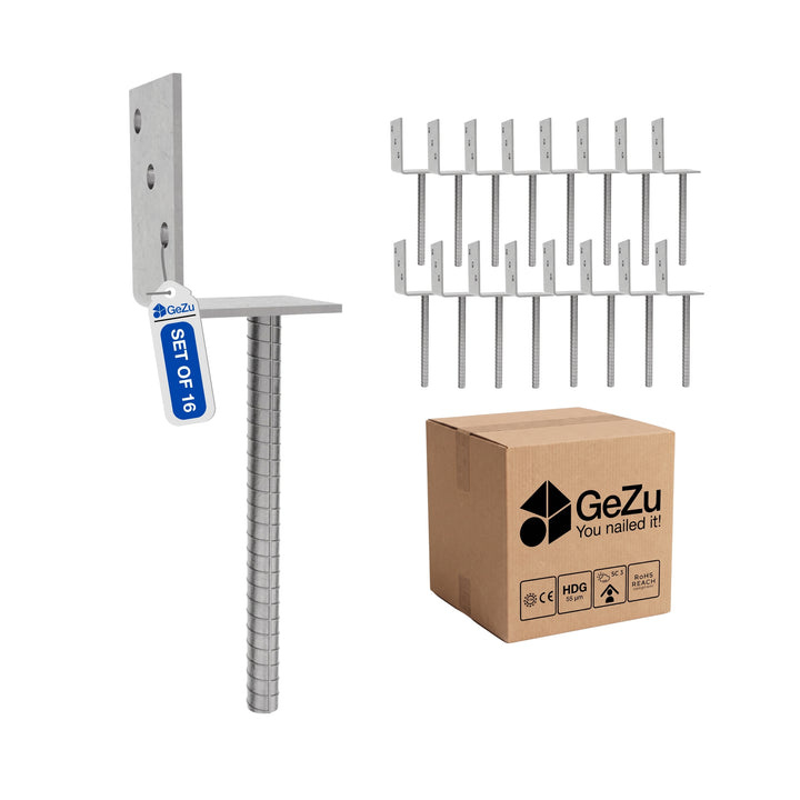 Suporte de Poste em L com Haste Estriada para Chumbar | Base para Vedação Bundle