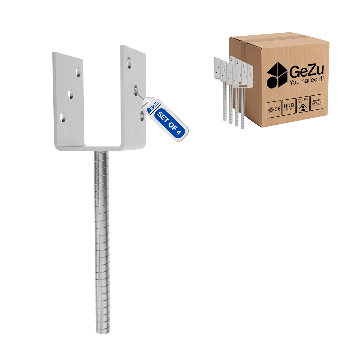 Concrete In U Shape Post Support, Fence Post Holder Bundle